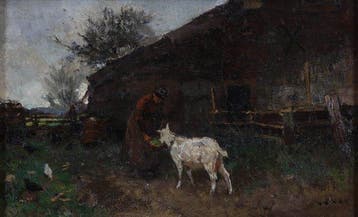 Willem Hendrik van der Nat (1864–1929) - Geit voeren