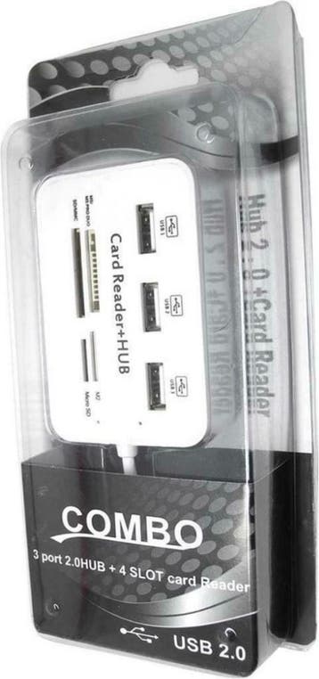 USB Hub 3 Poorten Splitter & Geheugenkaartlezer, Ophalen of Verzenden, Nieuw, Compudata