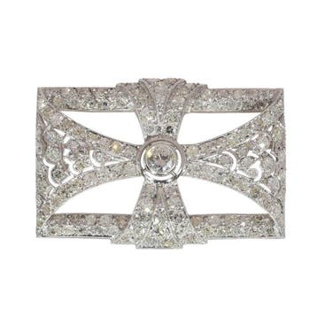 Broche Platina - 4.60ct. tw. Diamant (Natuurlijk) - Vintage