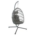 Egg Chair Compact Grijs | Scherpe Prijs | Laatste Stuks!, Ophalen of Verzenden, Nieuw, Rotan, Inklapbaar