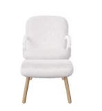 Loungestoel met Voetenbank – Kasjmier &amp; Houten Frame, Huis en Inrichting, Stoelen, Verzenden, Wit, Nieuw, Eén