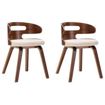 Design Stoelen Hout/Kunstleer | Tweedekansje | OP=OP, Gebruikt, Twee, Bruin, Ophalen of Verzenden