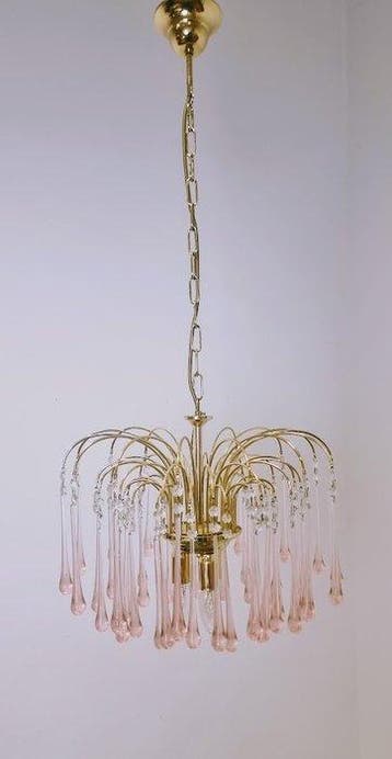 Kroonluchter - Wasserfall Design, Druppellamp - Metaal,, Antiek en Kunst, Antiek | Lampen