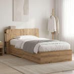 vidaXL Bedframe met opslag Artisanaal eiken 80 x 200 cm, Verzenden, Nieuw, Bruin, Hout