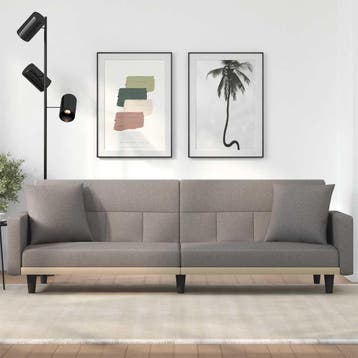 vidaXL Slaapbank met kussens stof taupe, Verzenden, Nieuw, Stof, Minder dan 150 cm