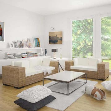 vidaXL 2-zits en 3-zits bankstel rattan, Huis en Inrichting, Banken | Bankstellen, Verzenden, Nieuw, Riet of Rotan, 200 tot 250 cm