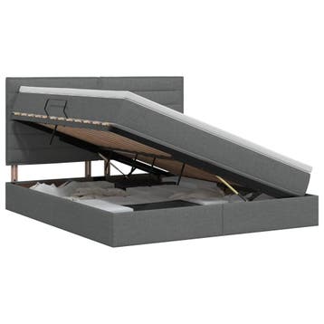 vidaXL Opslag bed met matras met opslag Donkergrijs 140 x, Huis en Inrichting, Slaapkamer | Bedden, Verzenden, Nieuw, Stof