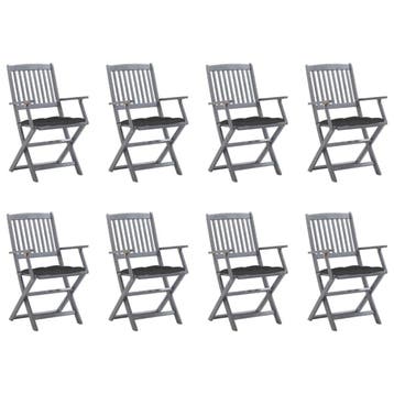 vidaXL Tuinstoelen 8 st inklapbaar met kussens massief, Tuin en Terras, Tuinstoelen, Verzenden, Nieuw, Hout