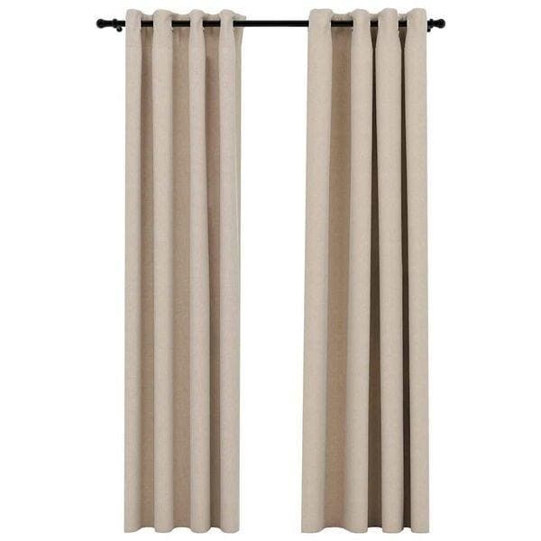 Gordijnen beige 2 st 140x225 | Retourdeal 38% Korting, Huis en Inrichting, Stoffering | Gordijnen en Lamellen, Grijs, Nieuw, 200 cm of meer