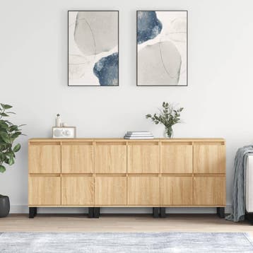 vidaXL Dressoirs 3 st bewerkt hout sonoma eiken, Verzenden, Nieuw, Overige houtsoorten