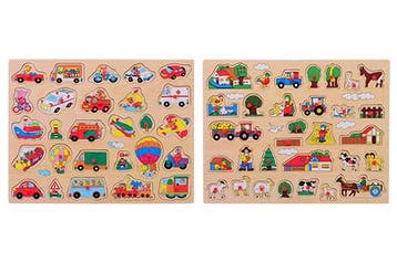 Johntoy houten knopjespuzzel boerde van €13,99 voor €7,00, Ophalen of Verzenden, Nieuw