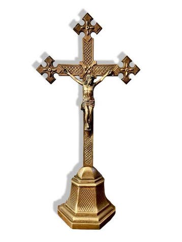 Art Nouveau Crucifix - Brons - 1850-1900 - Neogotiek, Antiek en Kunst
