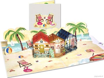 Vrolijk Strand met Kleurrijke Huisjes Zomervakantie pop-u..., Verzenden, Nieuw