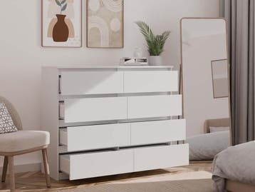 Ladekast  wit  120 cm 8 lades (Slaapkamer), 5 laden of meer, Verzenden, Nieuw, Overige houtsoorten