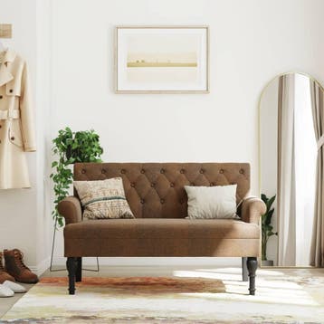 vidaXL Bankje met rugleuning 120x62x75,5 cm kunstsuèdeleer, Huis en Inrichting, Banken | Bankstellen, Verzenden, Nieuw, Kunststof