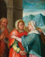 Flemish School (XVII) - The Visitation of Mary, Antiek en Kunst, Kunst | Schilderijen | Klassiek