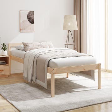 vidaXL Seniorenbed massief grenenhout wit 75x190 cm, Eenpersoons, Bruin, Verzenden, Nieuw