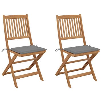vidaXL Set van 2 klapstoelen met kussens, gemaakt van, Verzenden, Nieuw, Hout