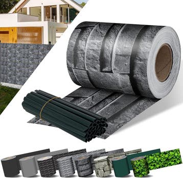 Vlechtband - Privacyfolie - Hekfolie - 70m - PVC - Grijs - K, Tuin en Terras, Verzenden, Zo goed als nieuw