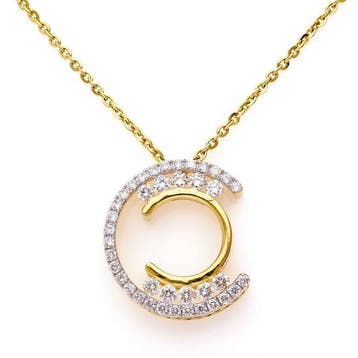 Ketting met hanger - 18 karaat Geel goud - 0.83ct. tw.