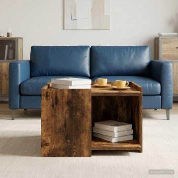 vidaXL Salontafel Gerookt eiken 50,5 x 50 x 33 cm Bewerkt, Verzenden, Nieuw, Overige houtsoorten, 50 tot 100 cm