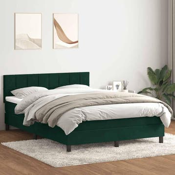 vidaXL Boxspring met matras fluweel donkergroen 160x220 cm, Verzenden, Nieuw, Groen, Stof