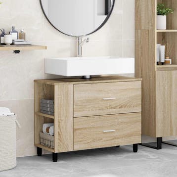 vidaXL Badkamer Waskom Sonoma Eiken 80 x 35 x 60 cm Bewerkt, Verzenden, Nieuw