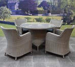 Bilbao Riccione dining tuinset 110 cm rond 5-delig grijs, Tuin en Terras, Ophalen of Verzenden, Nieuw, Wicker