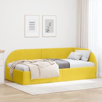 vidaXL Hoekbedframe Geel 80 x 200 cm Fluweel, Verzenden, Nieuw, Eenpersoons, Stof