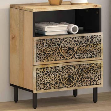vidaXL Nachtkastje 50x33x60 cm massief mangohout, Verzenden, Nieuw, Hout