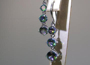 Rainbow-Mystic Topaz Oorbellen - Hoogte: 38 mm - Breedte: