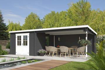 Outdoor Life Blokhut St. Louis Carbon Grey-Wit 701 x 319 cm, Nieuw