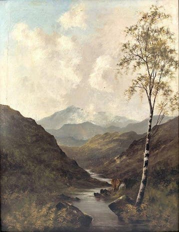 S.J.Barnes (1847-1901), Kring van - Boom aan bergmeer