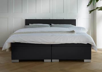ACTIE! Boxspring Andorra 160 200 Zwart, Verzenden, Zwart, 200 cm, Modern