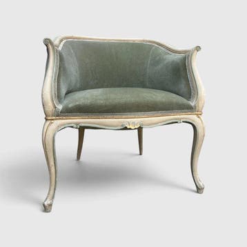Kabinet - Hout, Textiel - omarmende fauteuil, Antiek en Kunst