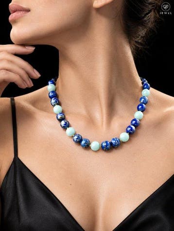 Lapis Lazuli Angelite Ketting - 925 Sterlingzilver met