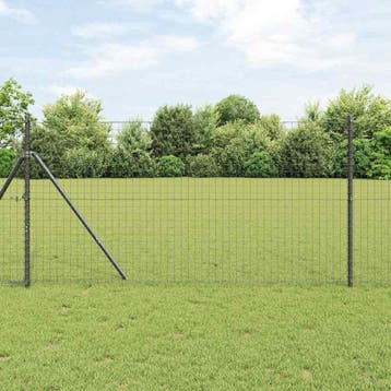 vidaXL ingegraven hekpalen 52 st Grijs Gepoedercoat staal, Verzenden, Nieuw