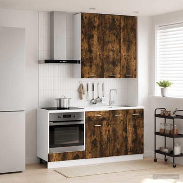 vidaXL Keukenblok LYON 5 st Gerookt eiken Bewerkt hout, Verzenden, Nieuw, Bruin
