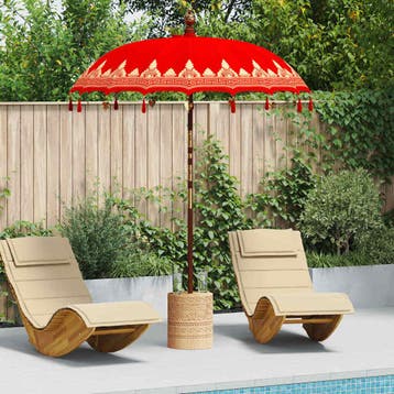 vidaXL Balinese Parasol Rood 185 x 185 x 260 cm, Verzenden, Nieuw, 1 tot 2 meter
