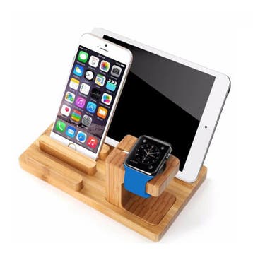 DrPhone 4 In 1 Houder met 4 USB poorten – Bamboe Houten Houd, Verzenden, Nieuw