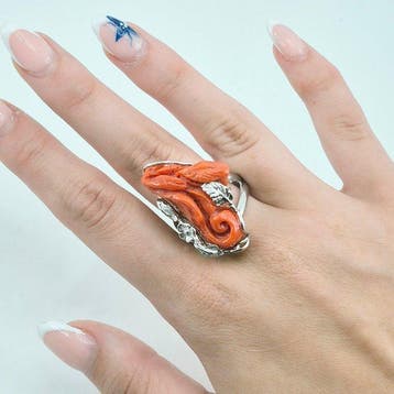 Koraal - Zilver - Ring - CORALLO MEDITERRANEO