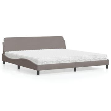 vidaXL Bed met matras Dover stof taupe 200x200 cm, Verzenden, Overige maten, 200 cm, Stof