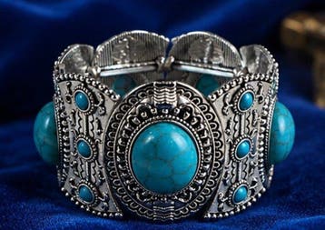 Koningsblauwe turquoise statement armband - Armband