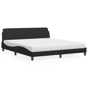 vidaXL Bed met matras Dover kunstleer zwart 180x200 cm, Overige materialen, Eenpersoons, Verzenden, Zwart