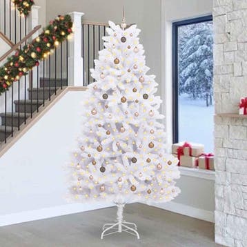 vidaXL Kunstkerstboom 270 cm PVC en staal Wit, Diversen, Verzenden, Nieuw