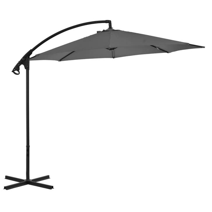 vidaXL Zweefparasol met stalen paal 300 cm antracietkleurig, Tuin en Terras, Parasols, Zweefparasol, Nieuw, 1 tot 2 meter, Verzenden