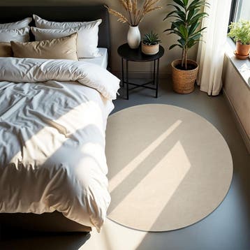 Kortpolig vloerkleed Soft Zone - Ø 120 cm, beige, Verzenden, Nieuw