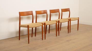 4 x vintage eetkamerstoelen | Niels Otto Møller | Model 77, Ophalen of Verzenden, Nieuw