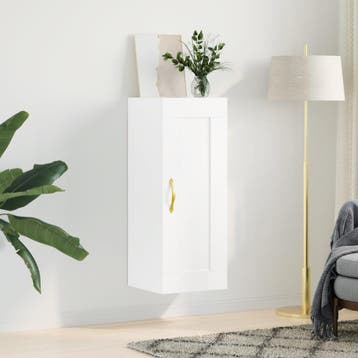 vidaXL Wandkast 34,5x34x90 cm bewerkt hout wit, Minder dan 50 cm, Verzenden, Nieuw, Minder dan 100 cm