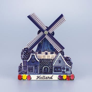 Magneet polyprint stellingmolen Holland - delftsblauw, Ophalen of Verzenden, Nieuw